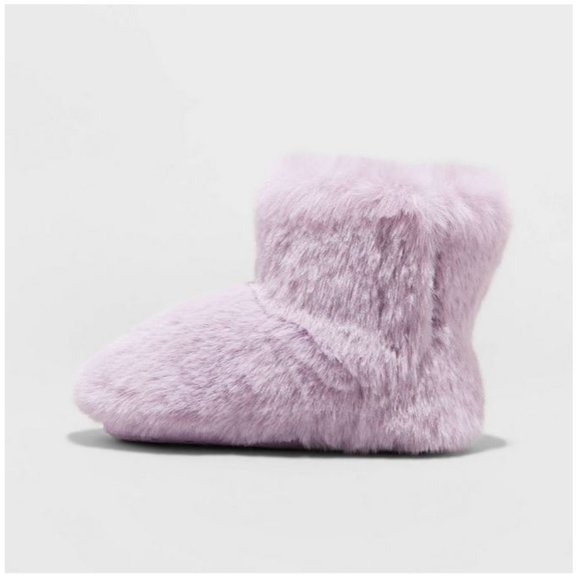 Toddler Girls' Dallas Fur Bootie Slippers Non Slip- Cat & Jack™ Purple - Picture 2 of 4